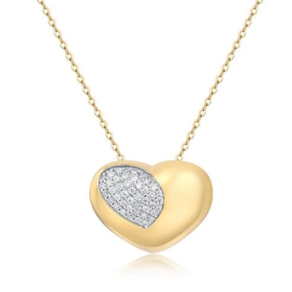 44 Diamond Flash Heart 14K (or 18k upon request) Yellow Gold Pendant Necklace